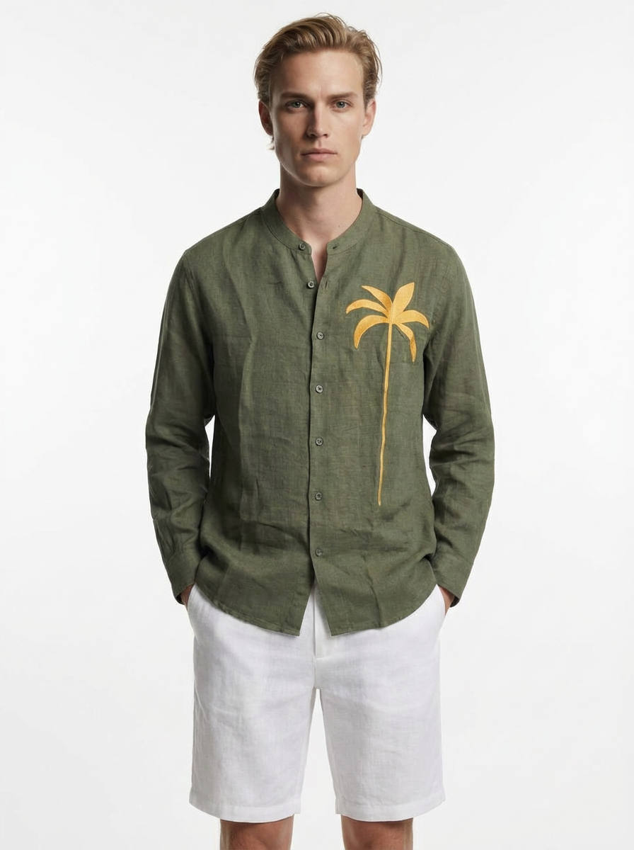 Mao Khaki Palm Shirt