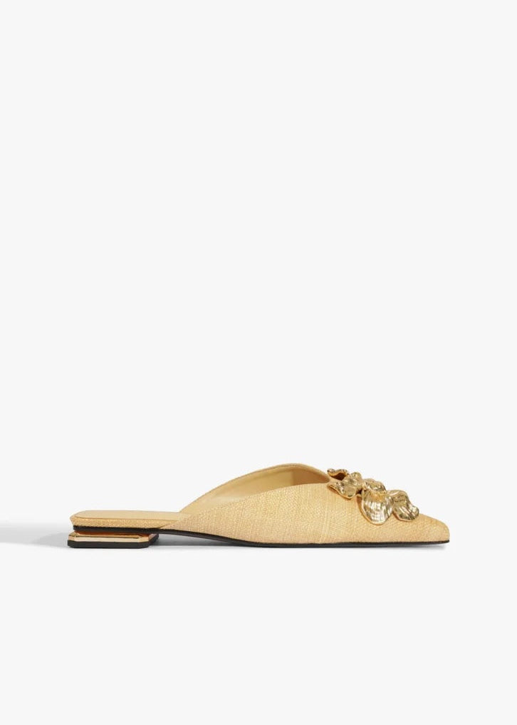 Flora Natural Straw Flat Mule