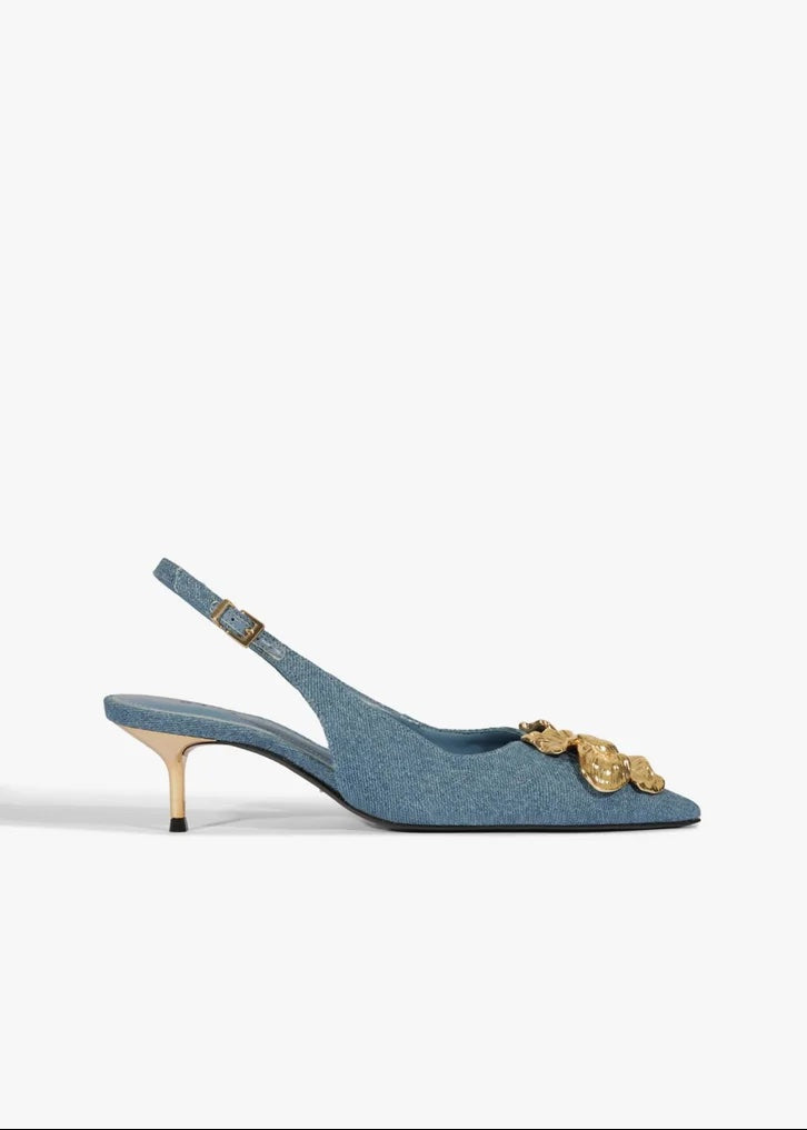 Denim Slingback Pumps