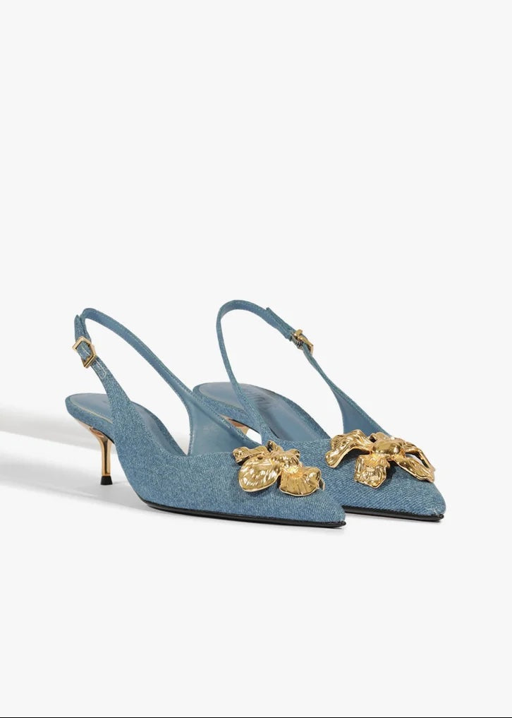 Denim Slingback Pumps