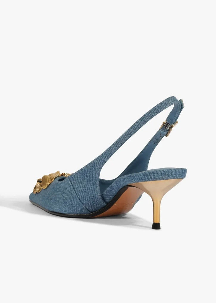 Denim Slingback Pumps