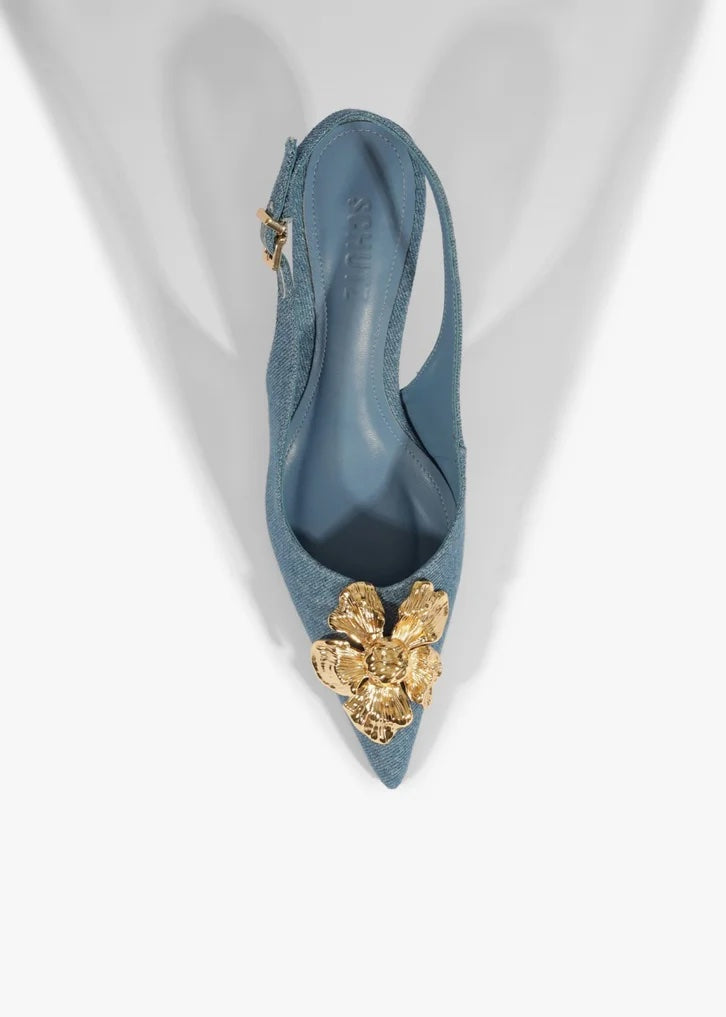 Denim Slingback Pumps
