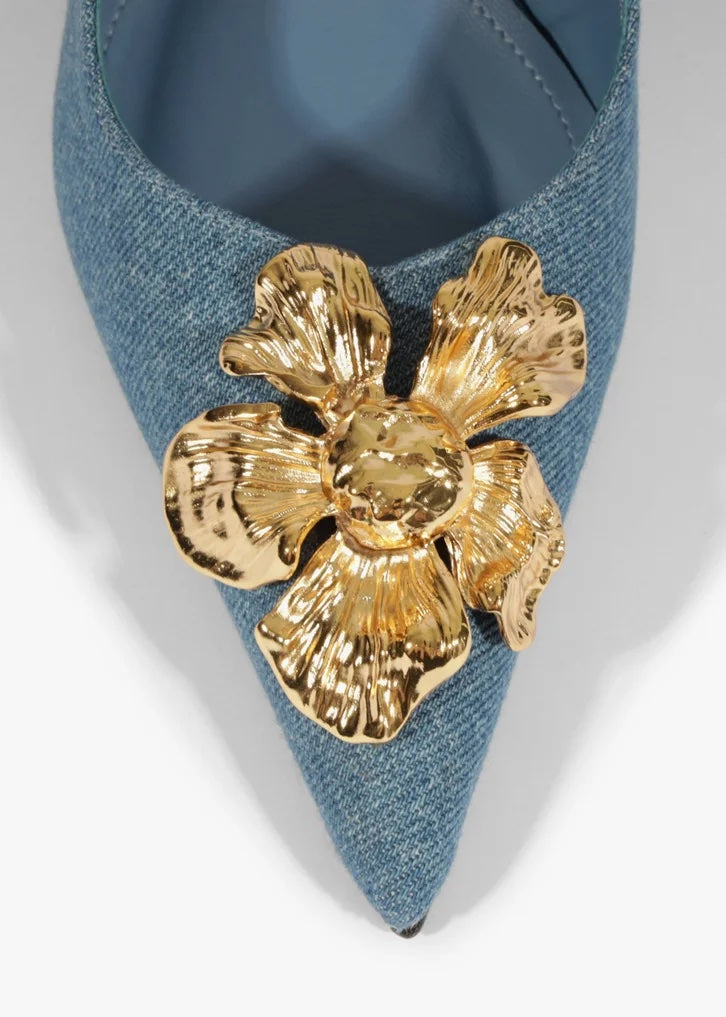 Denim Slingback Pumps