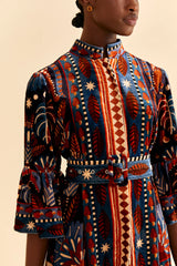 FARM-NATURE BEAUTY BLUE SCARF MINI DRESS-JUST BRAZIL