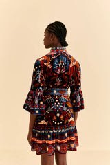 FARM-NATURE BEAUTY BLUE SCARF MINI DRESS-JUST BRAZIL