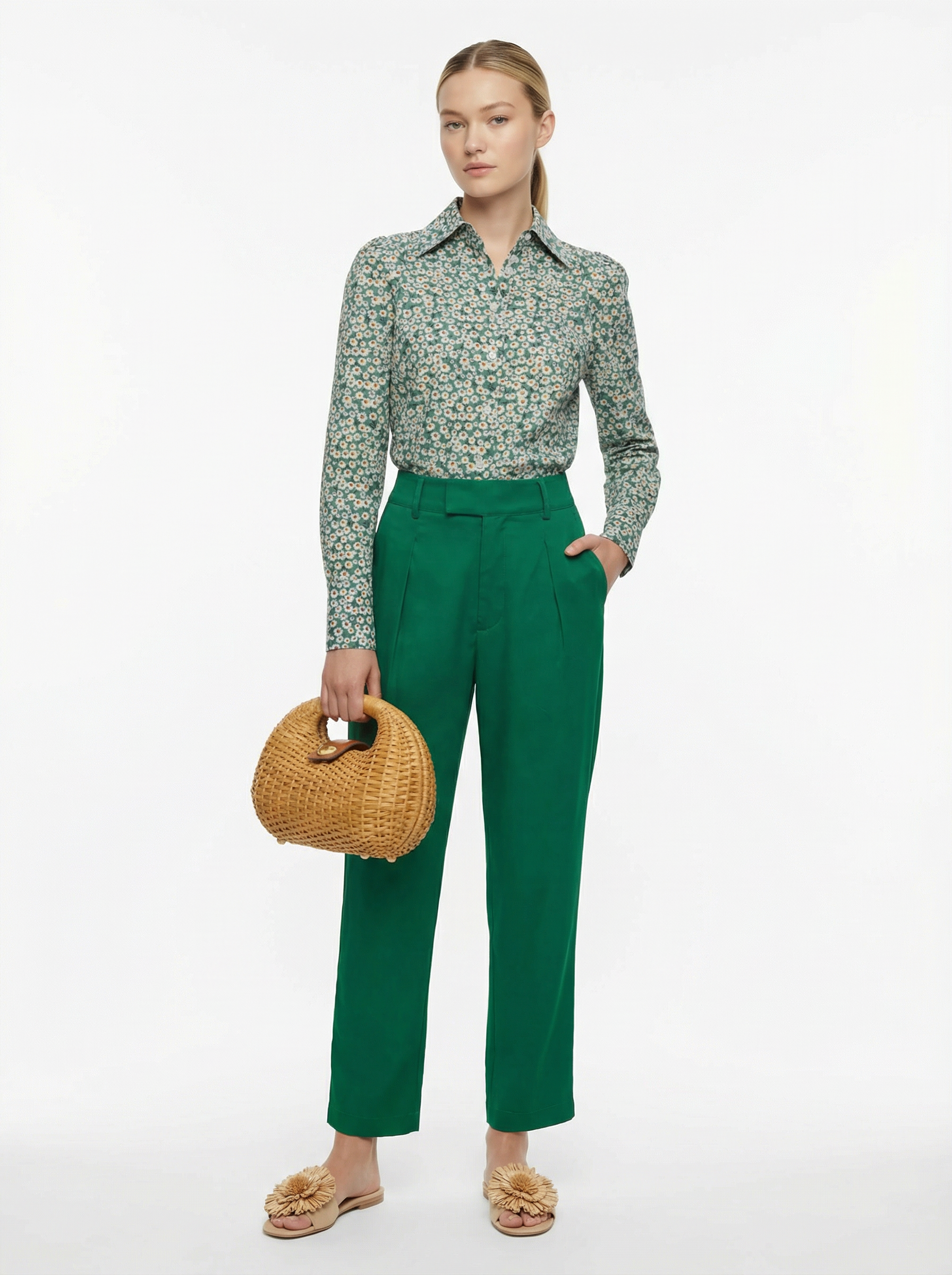 Flower Liberty Green Shirt