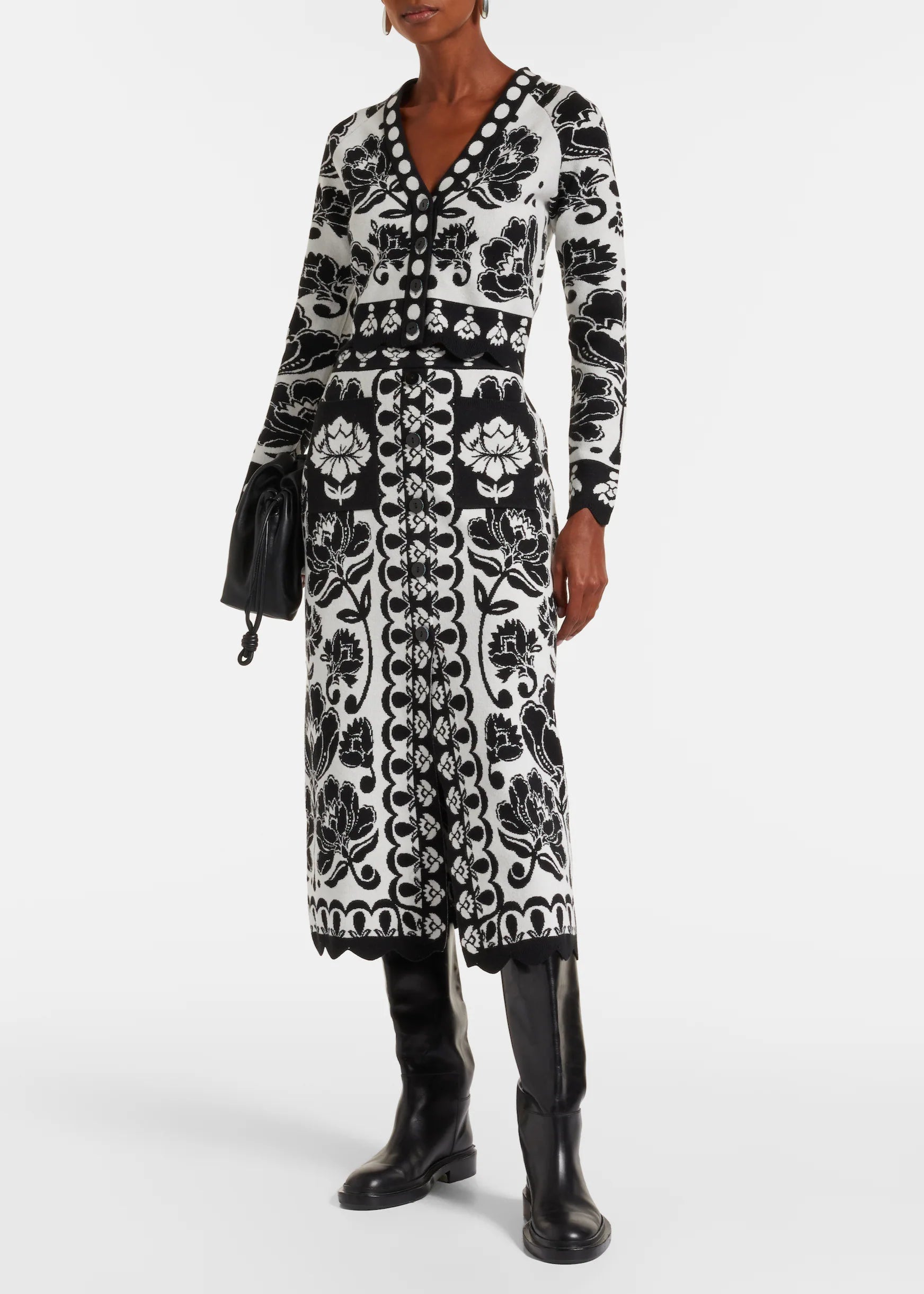 Floral Arabesque Knit Skirt