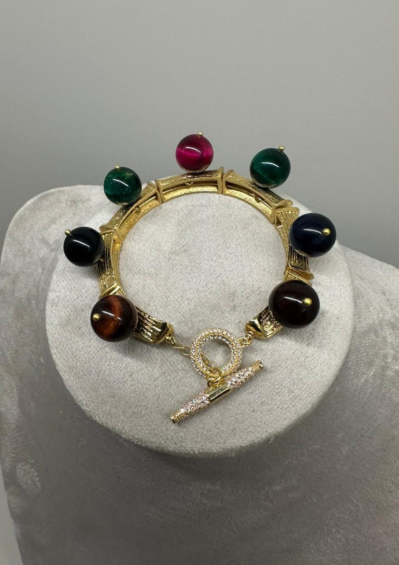 Brass Bracelet With Various Stones