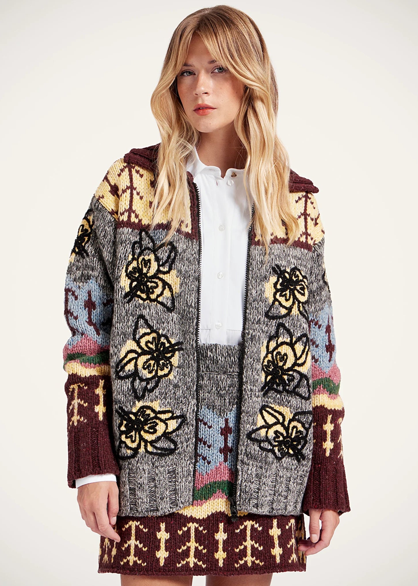 Chalet Cardigan Multicolor Grey & Yellow