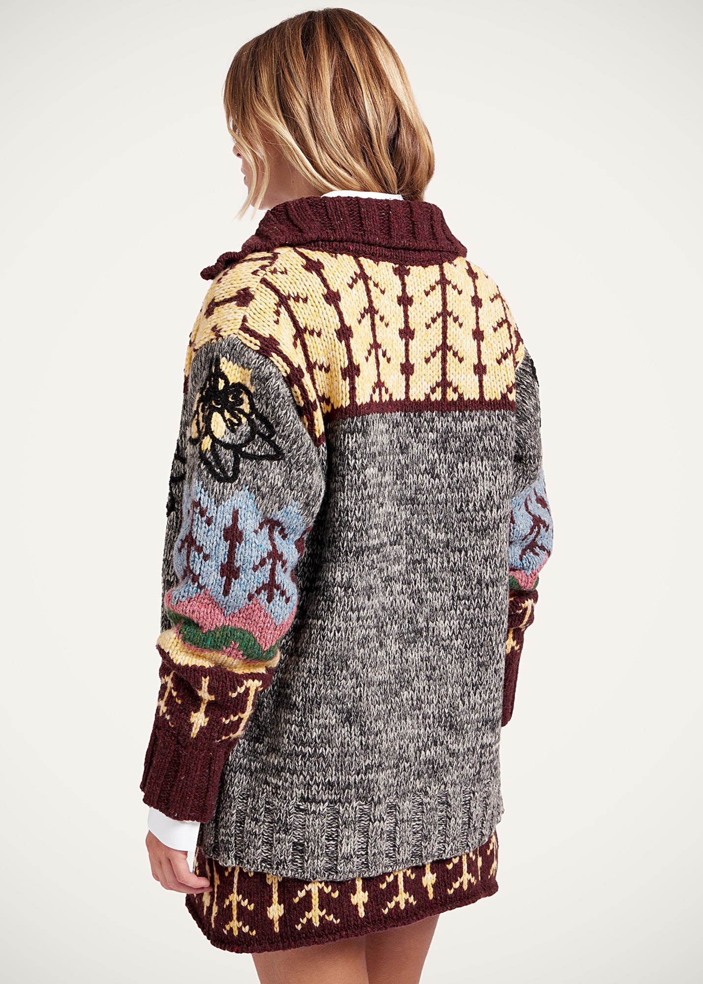 Chalet Cardigan Multicolor Grey & Yellow