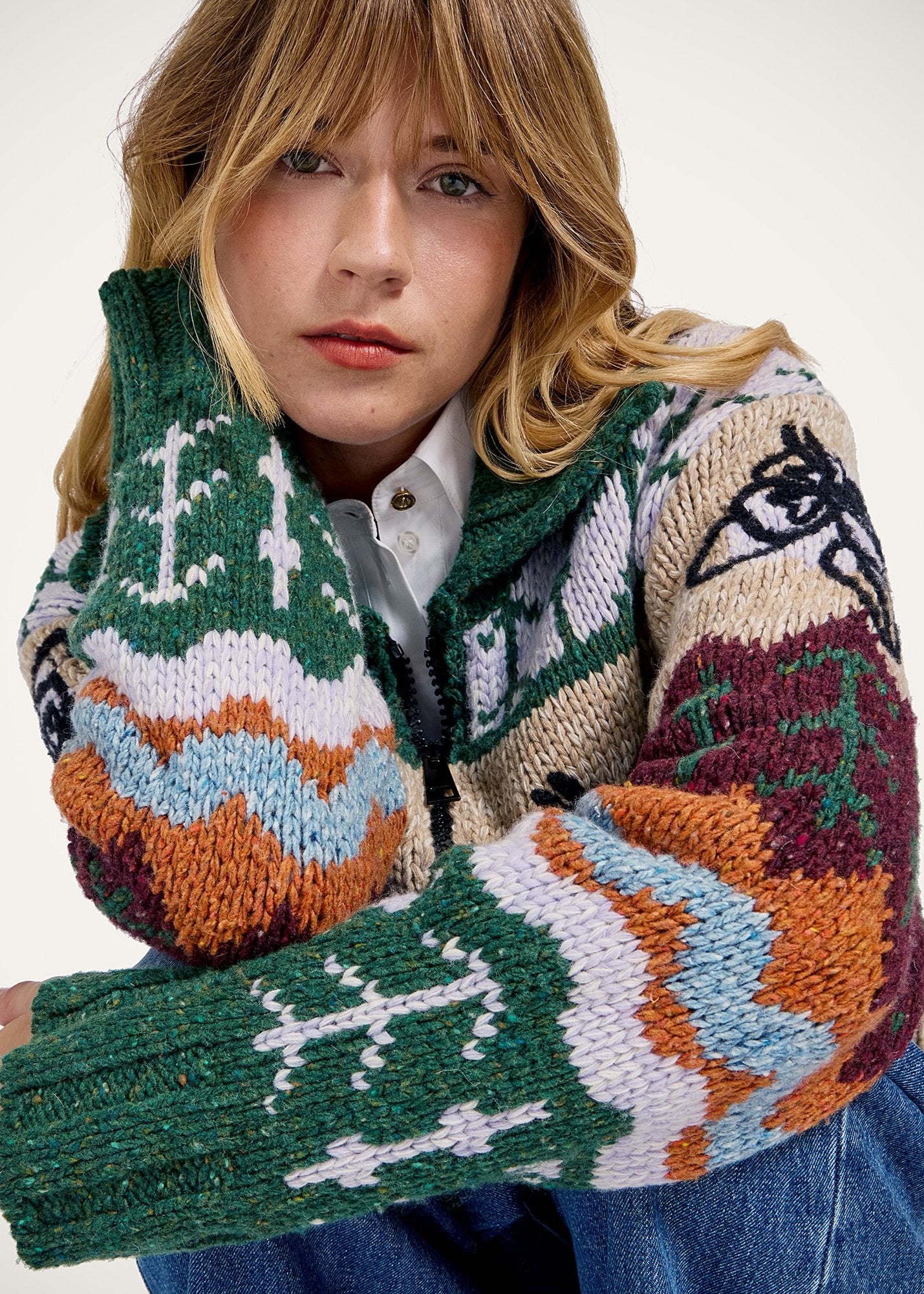 Chalet Cardigan Multicolor Camel & Lilac