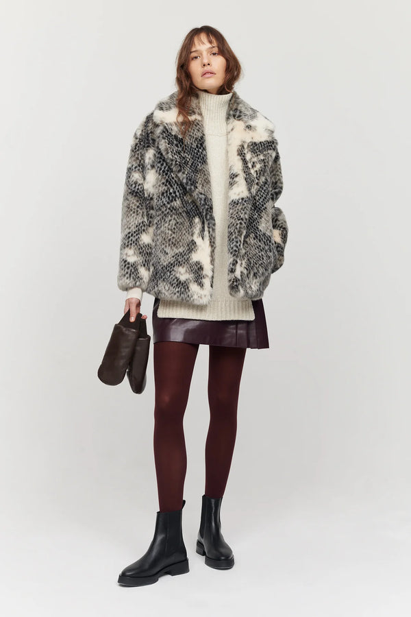 Rita Coat Snake Print Grey