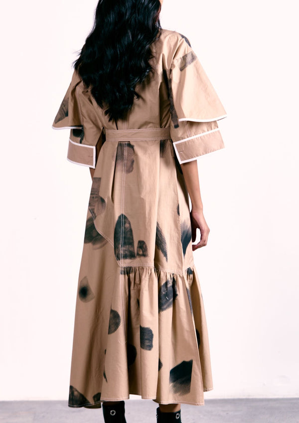 Belted Dress With Object Print