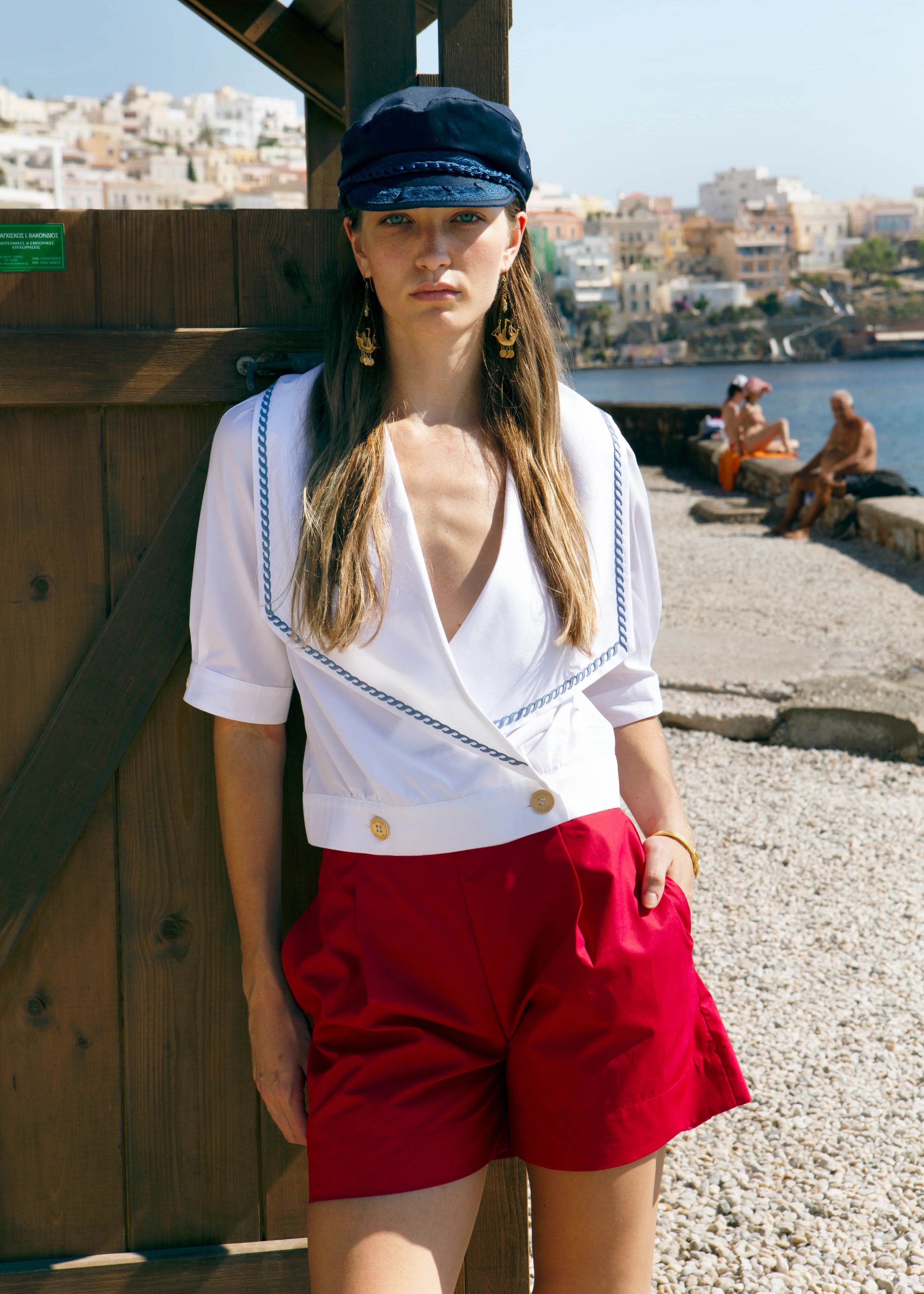 Desis Embroidered Sailor White Shirt