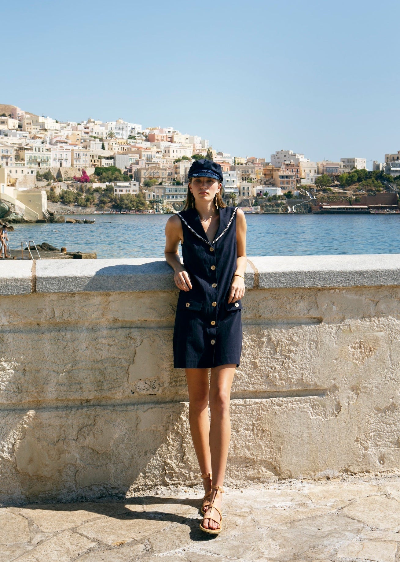 Desis Sailor Tie Navy Blue Mini Shirt Dress