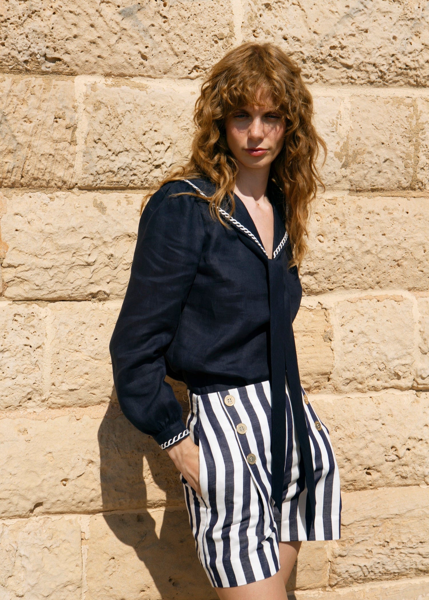Desis Sailor Tie Navy Blue Blouse