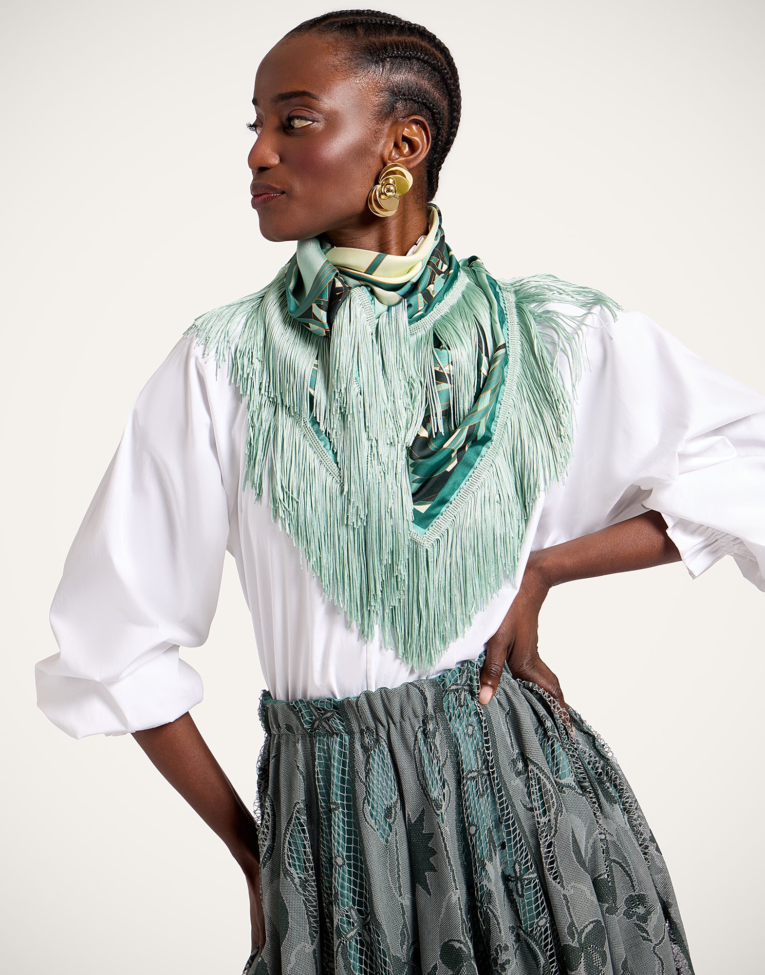 Blooming Tulip Reversible Fringe Carre Scarf