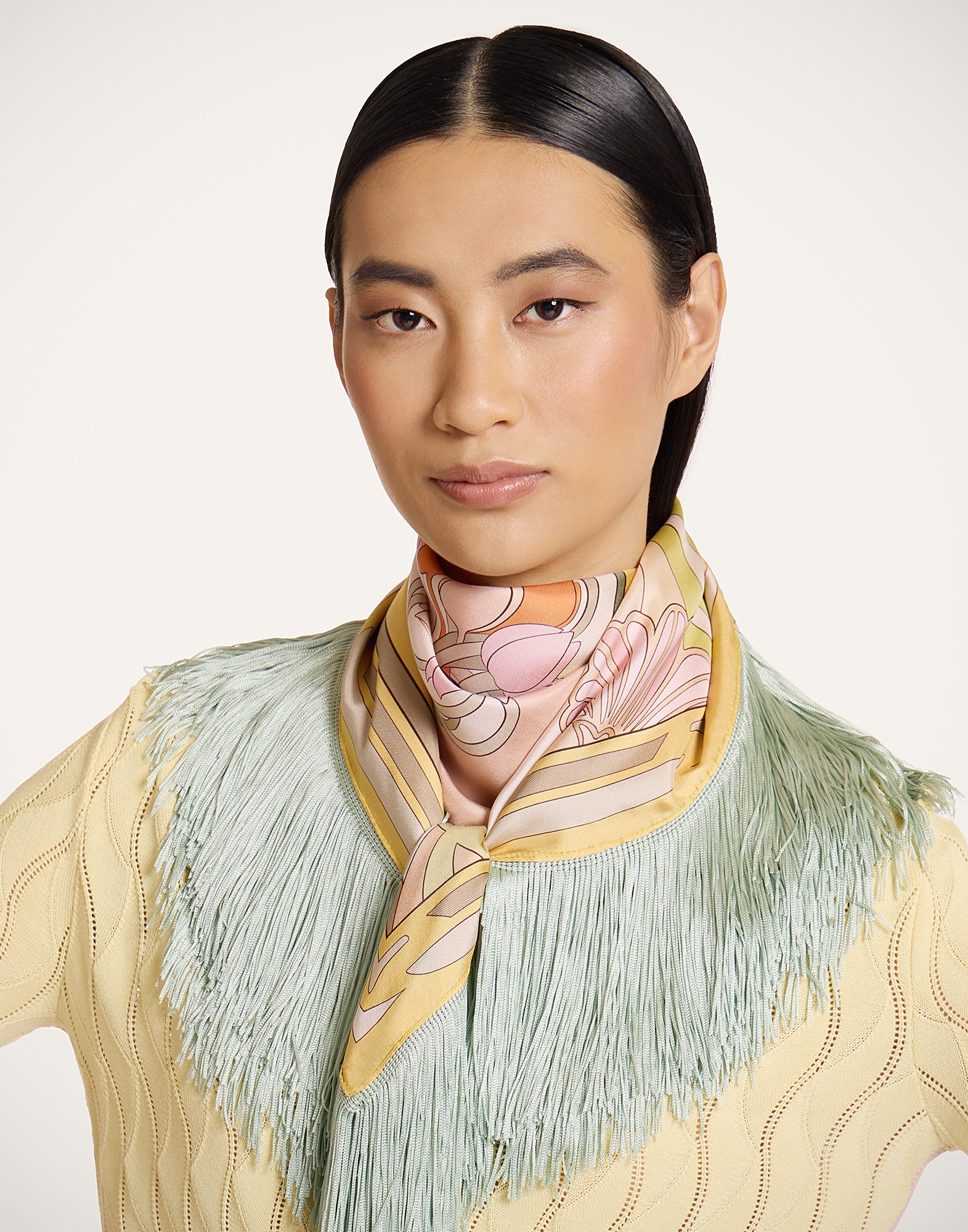 Tulip Reversible Fringe Carre Scarf