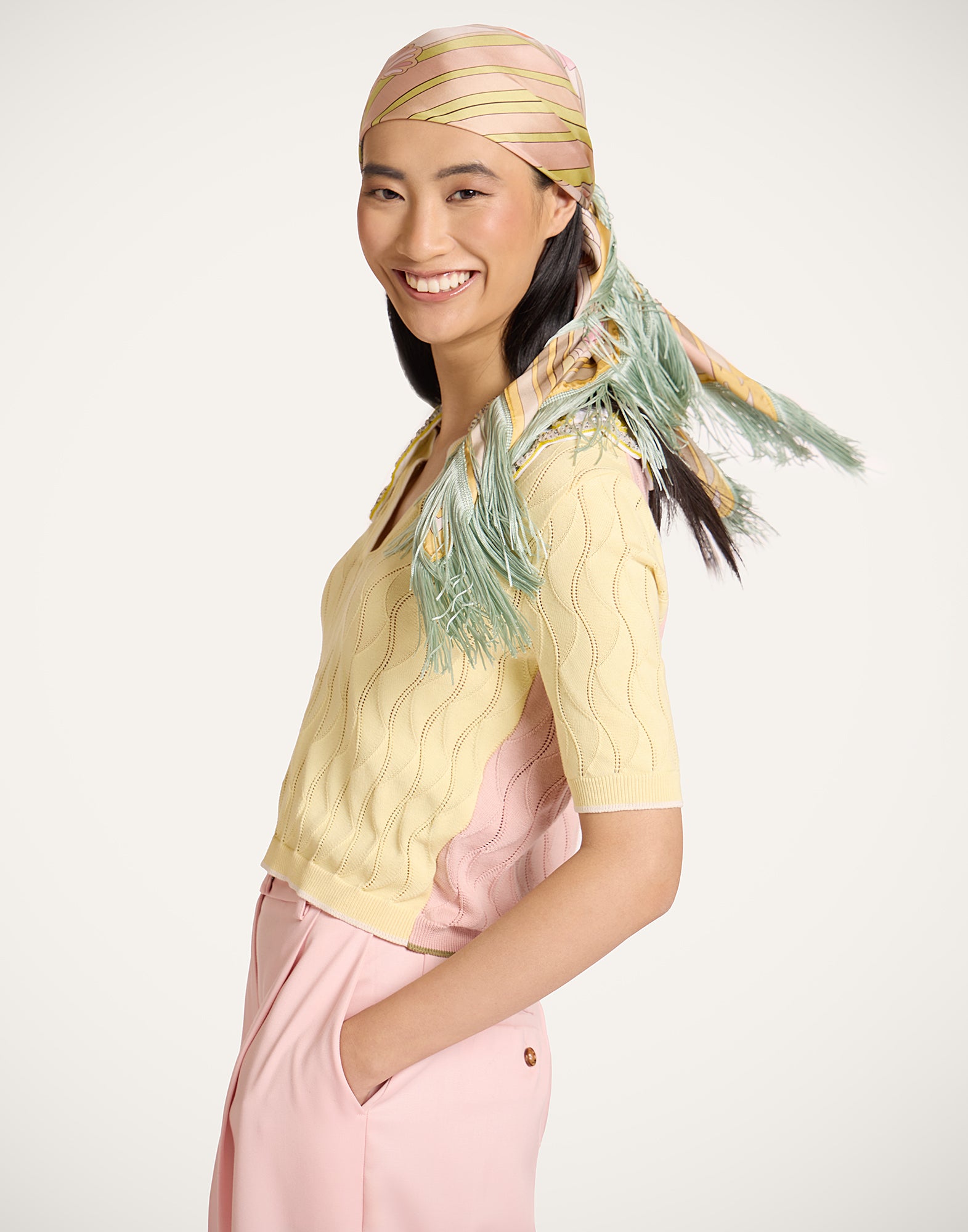 Tulip Reversible Fringe Carre Scarf