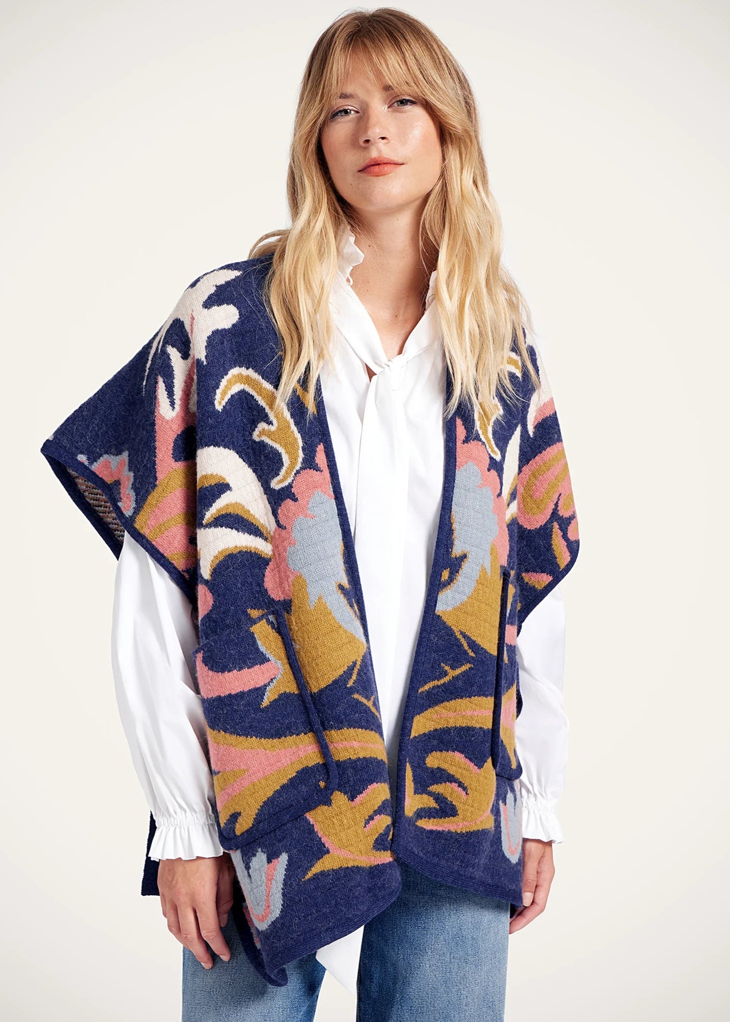 In My Power Navy Knit Scarf Cape