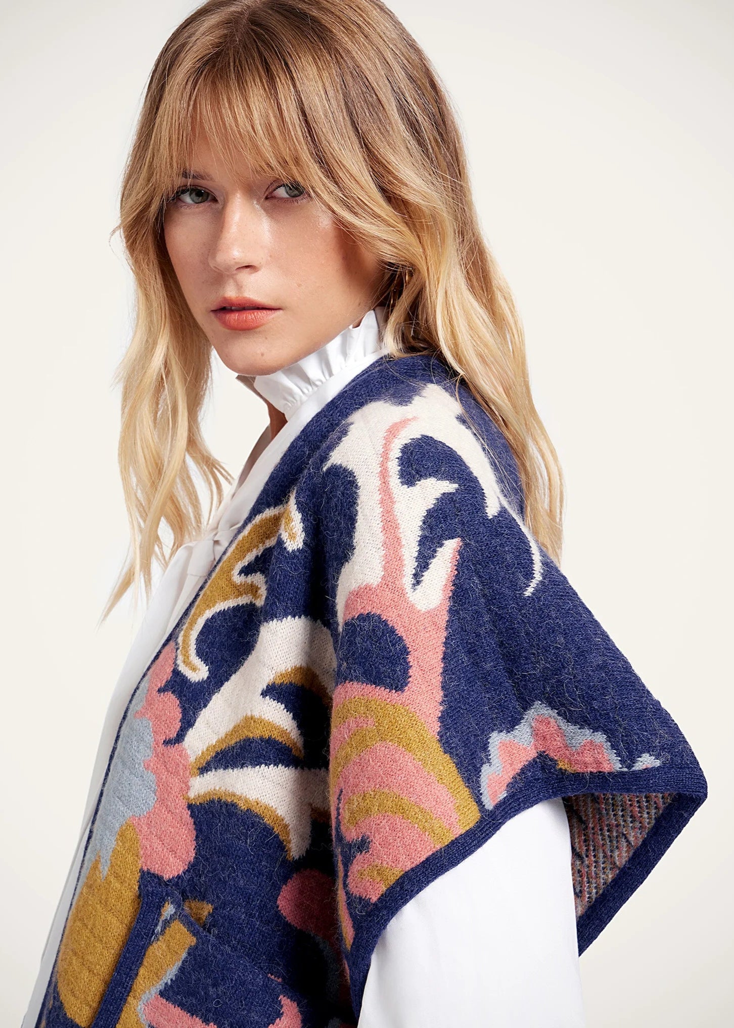 In My Power Navy Knit Scarf Cape