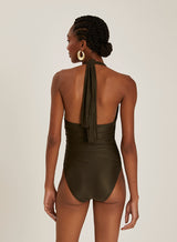 Ruched Granite Halter One Piece