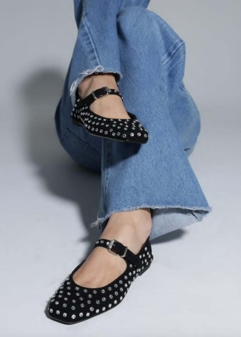 Black Rhinestone Ballerinas