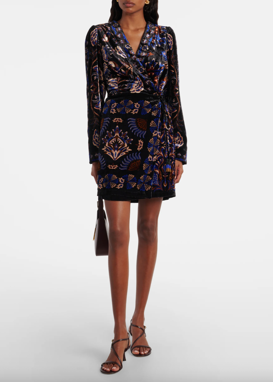 Arabesque Mix Scarves Black Wrap Mini Dress