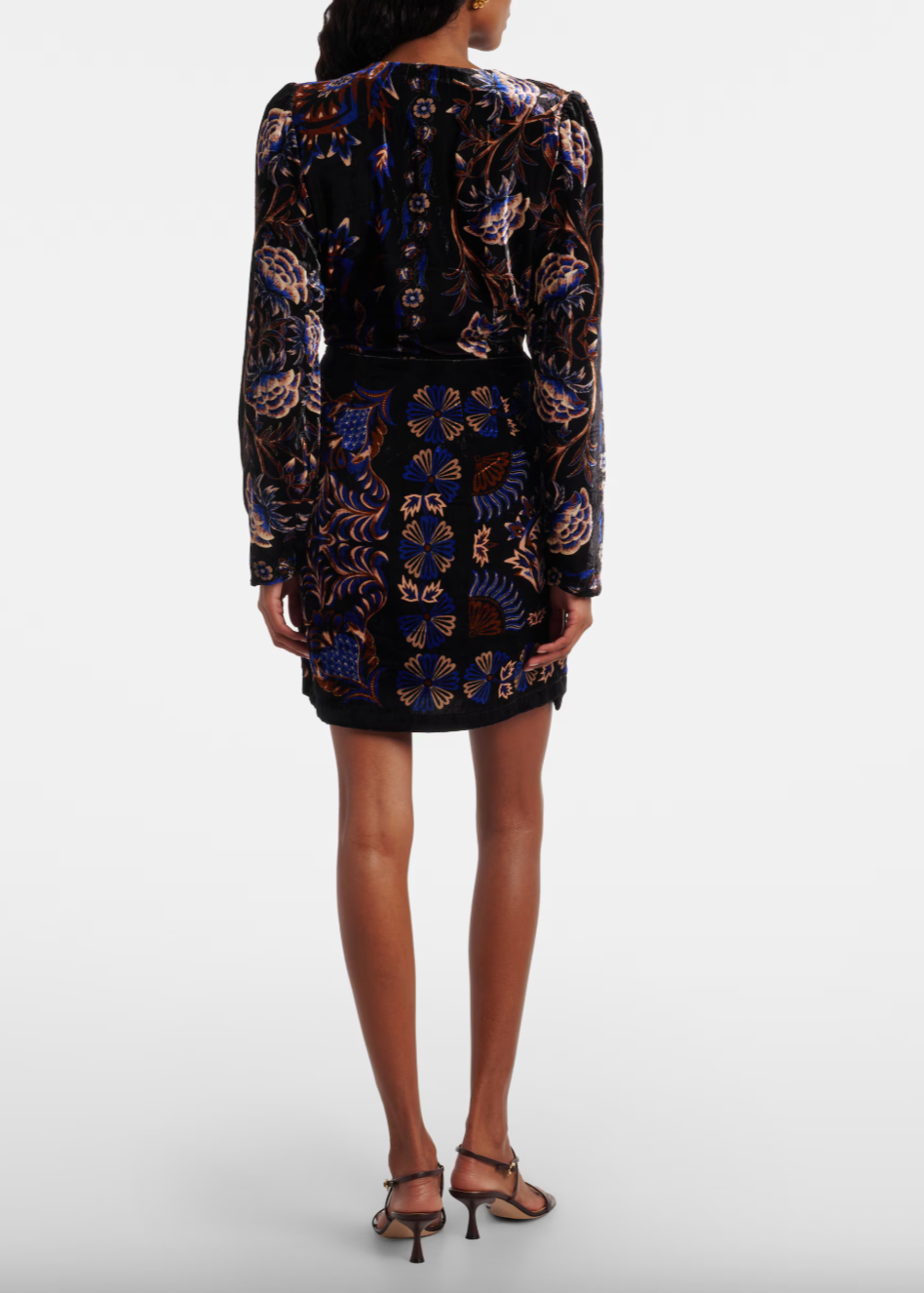 Arabesque Mix Scarves Black Wrap Mini Dress