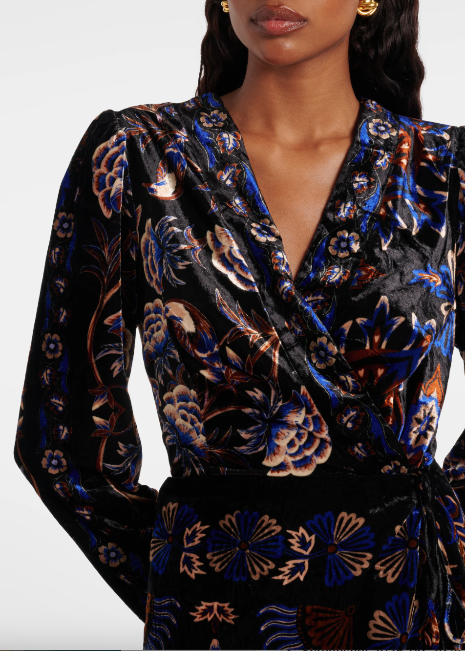Arabesque Mix Scarves Black Wrap Mini Dress