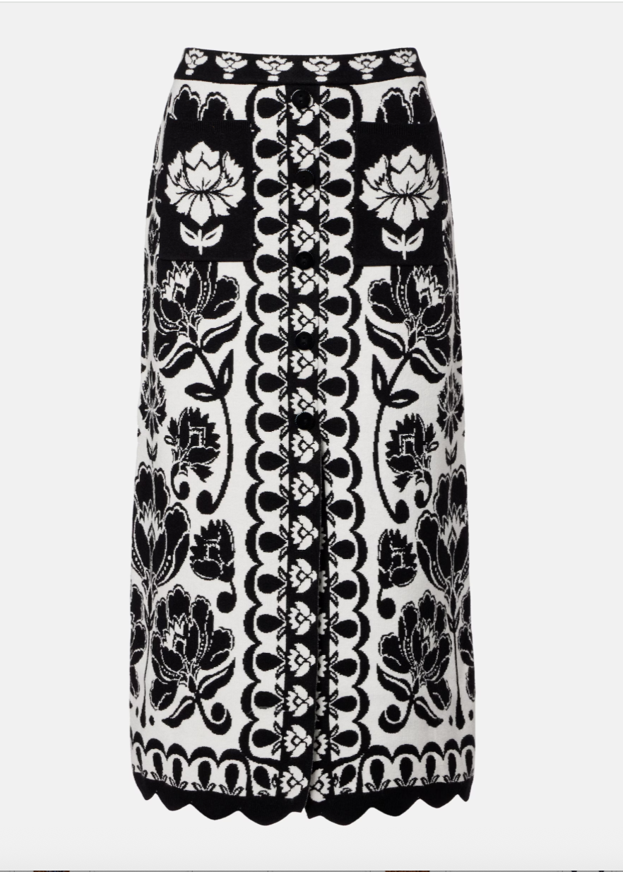Floral Arabesque Knit Skirt