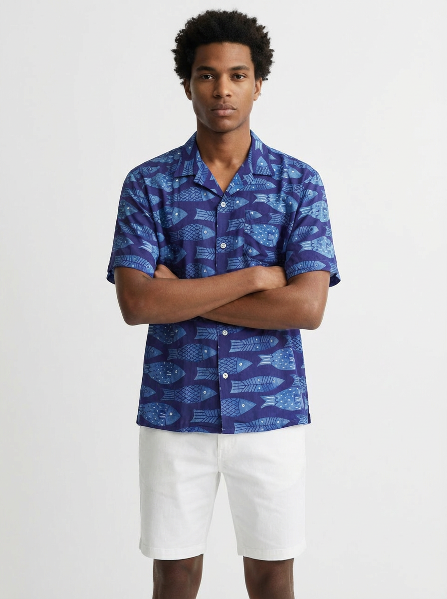 Siro Blue Fish Shirt