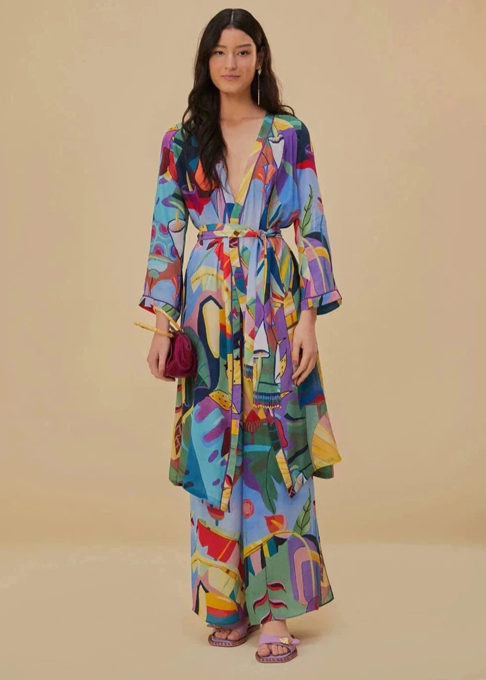 Tropical Scenario Multicolor Long Kimono