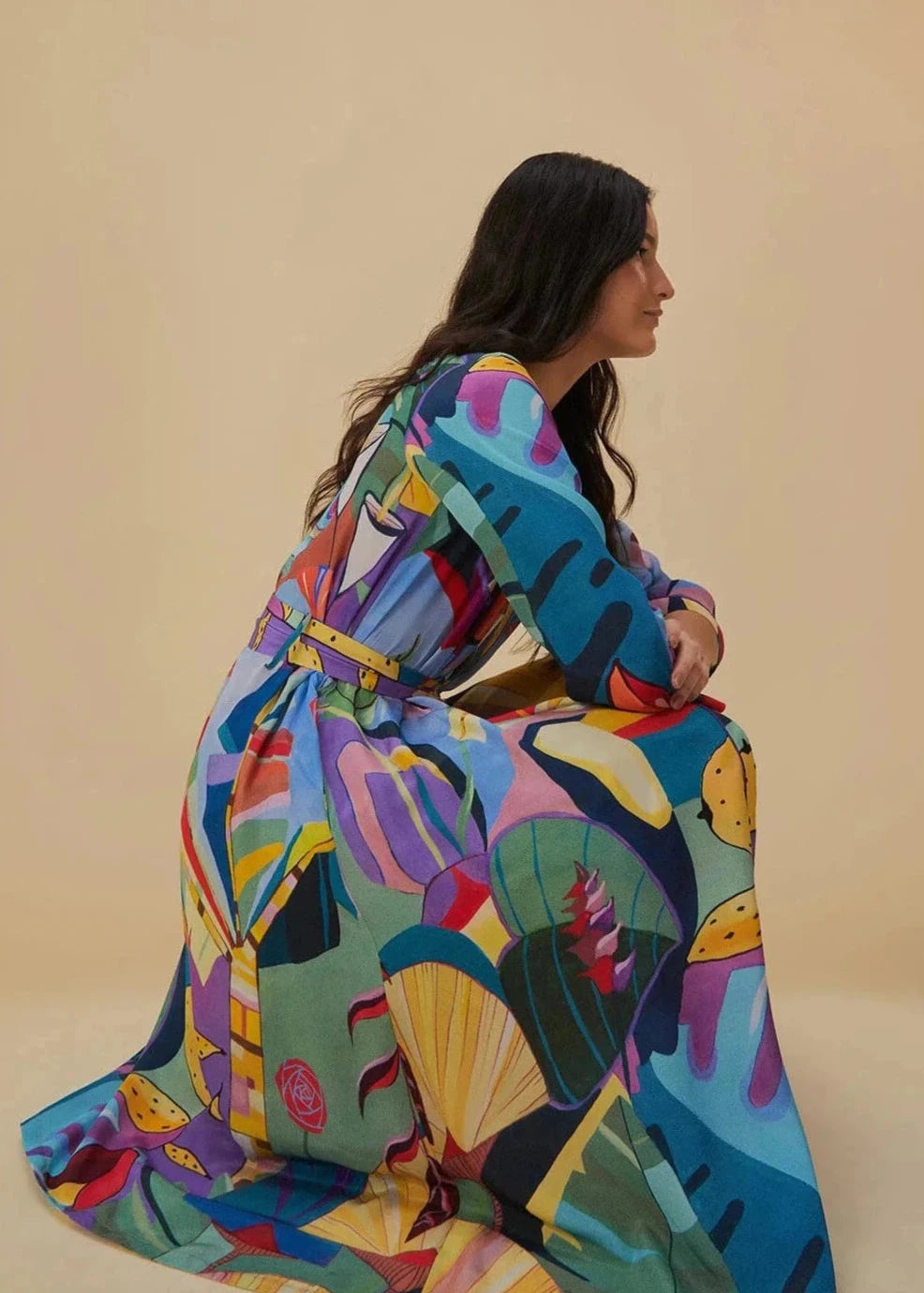Tropical Scenario Multicolor Long Kimono