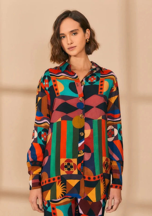 Tropical Shapes Multicolor Long Sleeve Shirt