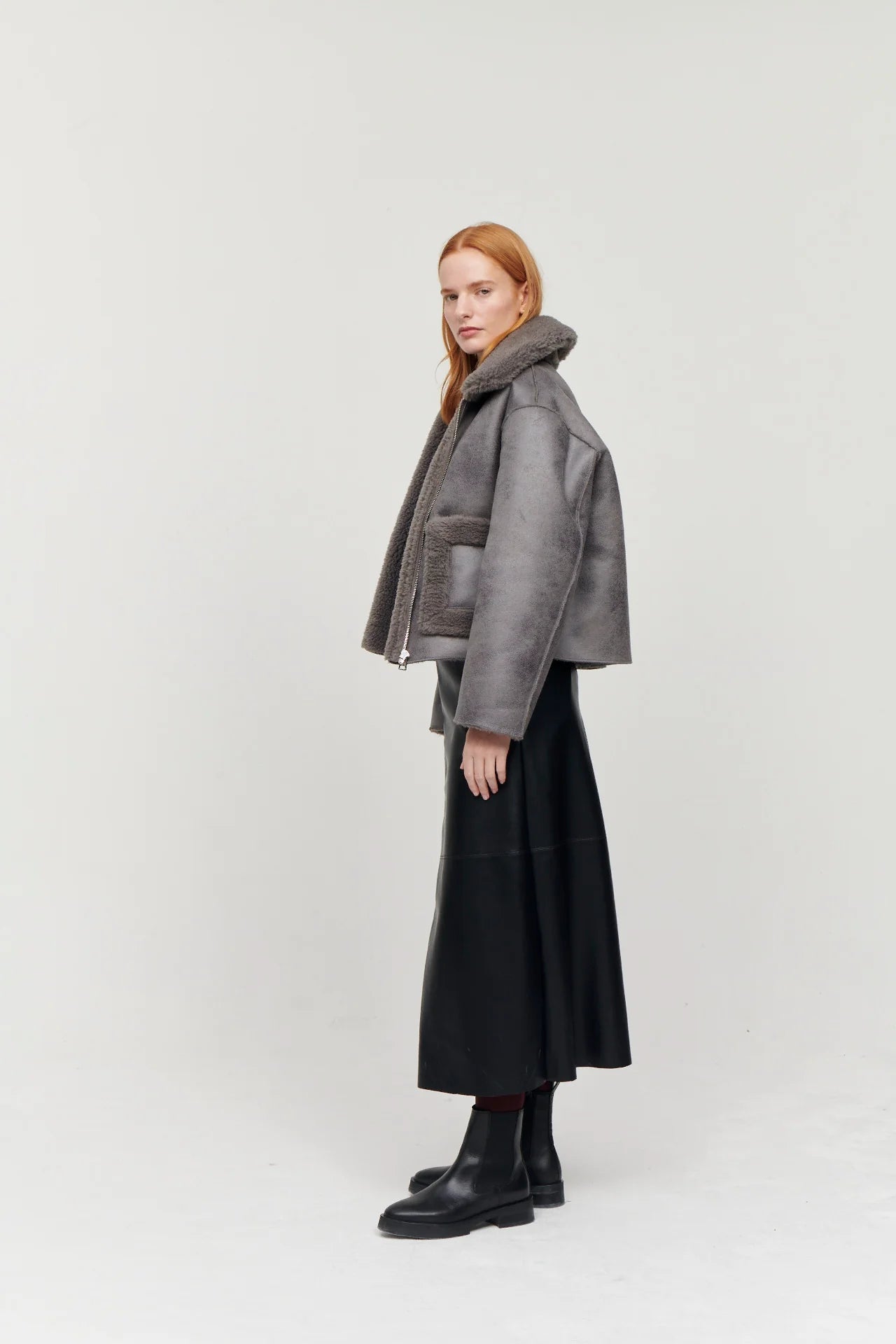 Vera Shearling Aviator Grey