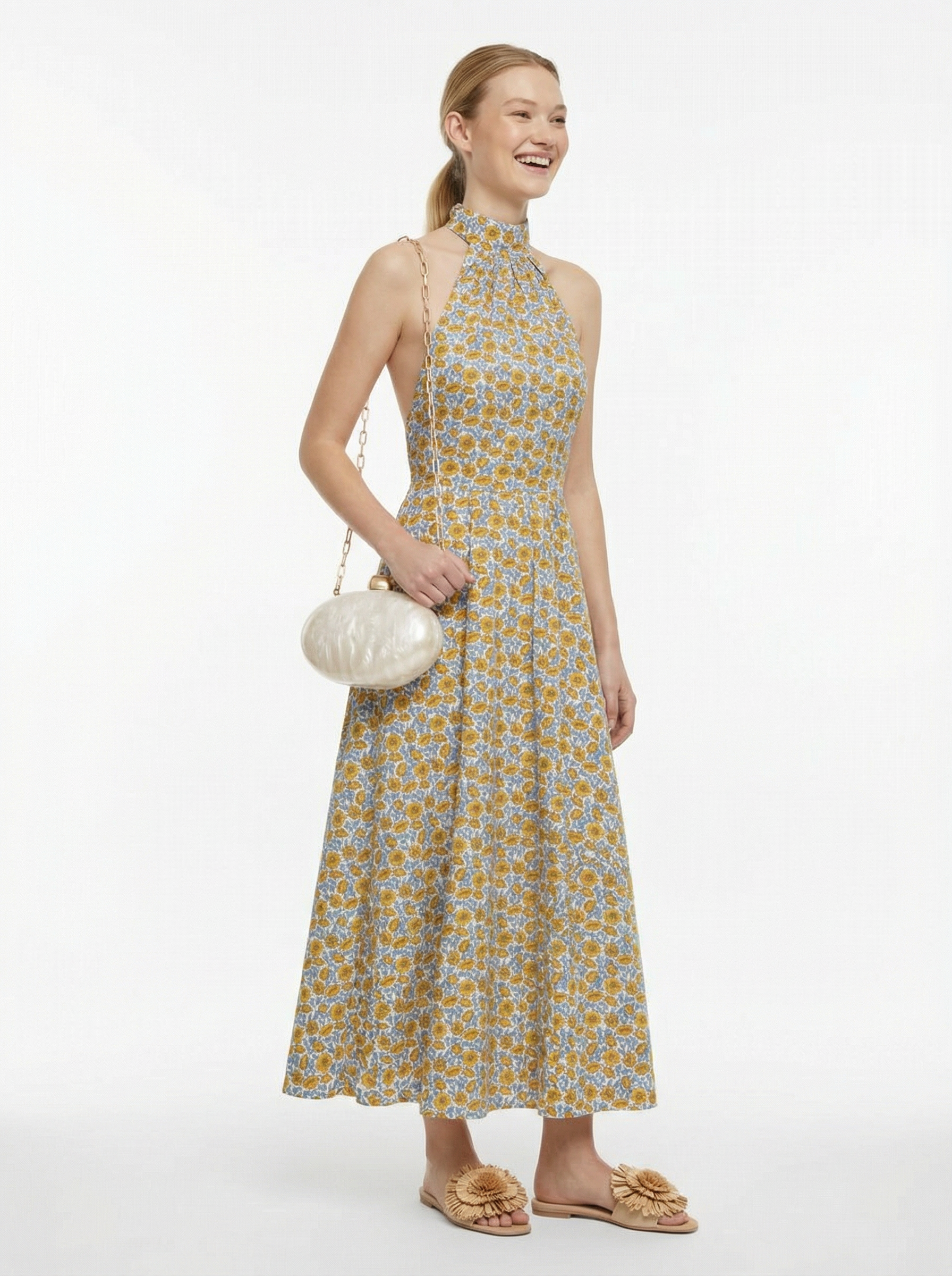 Vera Liberty Yellow Flowers Dress