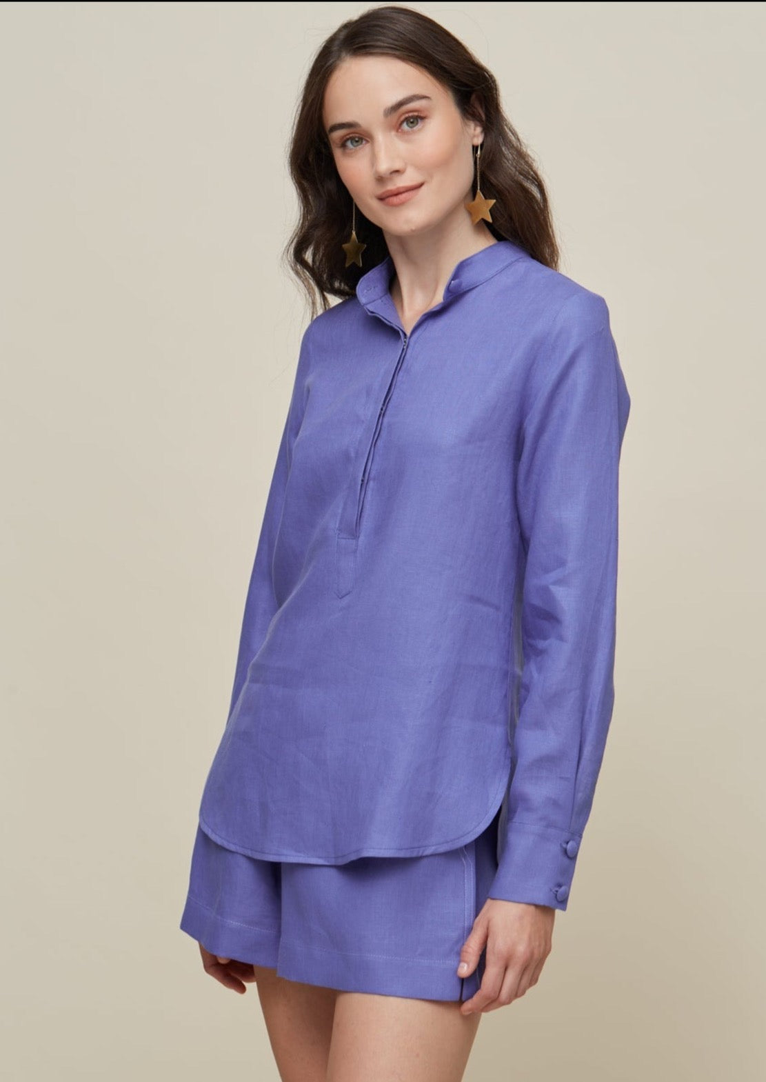 GALERIA-METIS MAUVE BLUE SHIRT-JUST BRAZIL