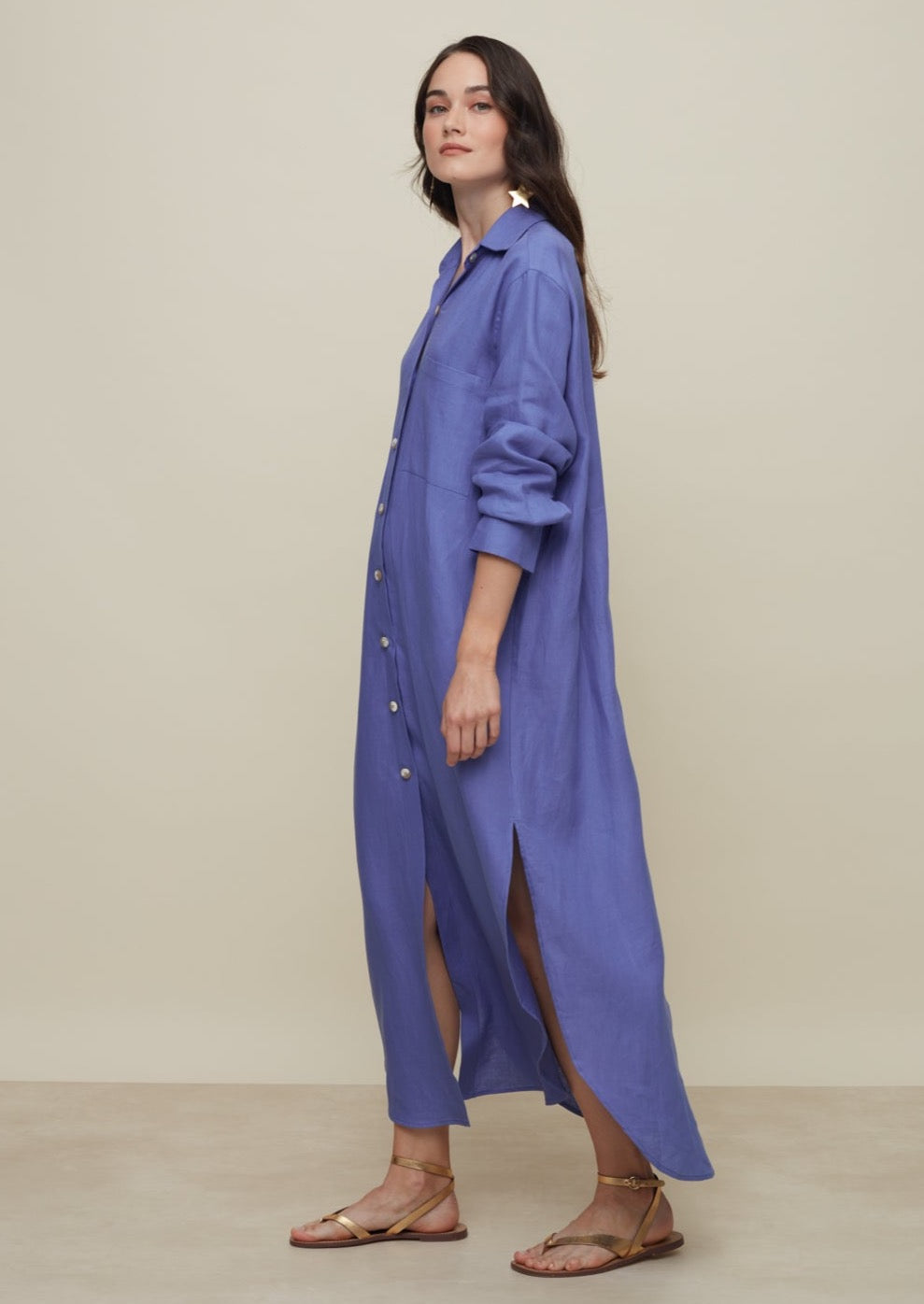 Positano Long Blue Dress