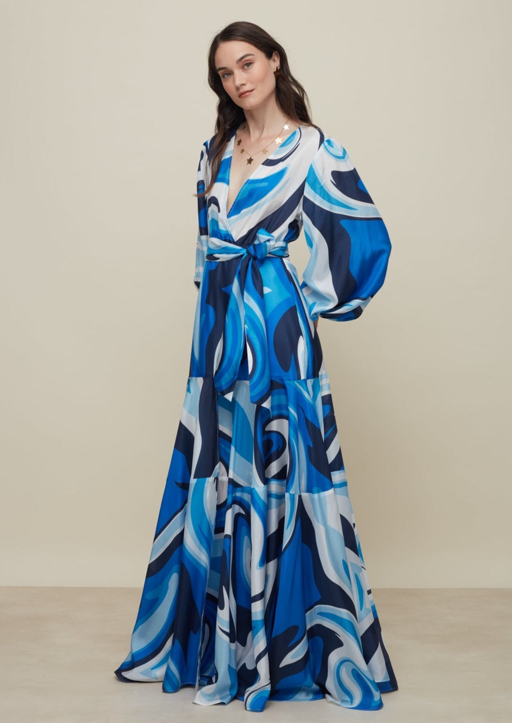 Ivy Liquid Blue Silk Dress