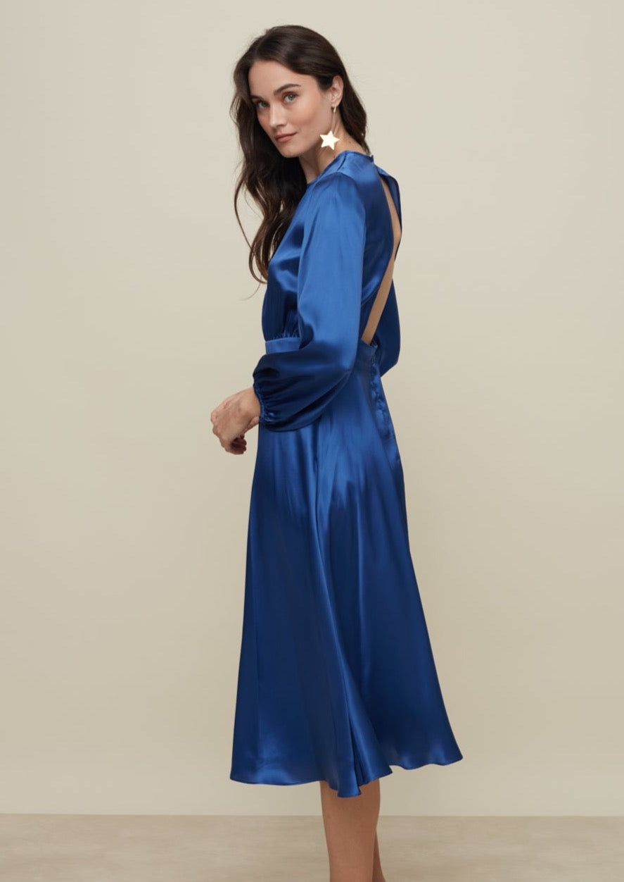 Rose Blue Silk Dress