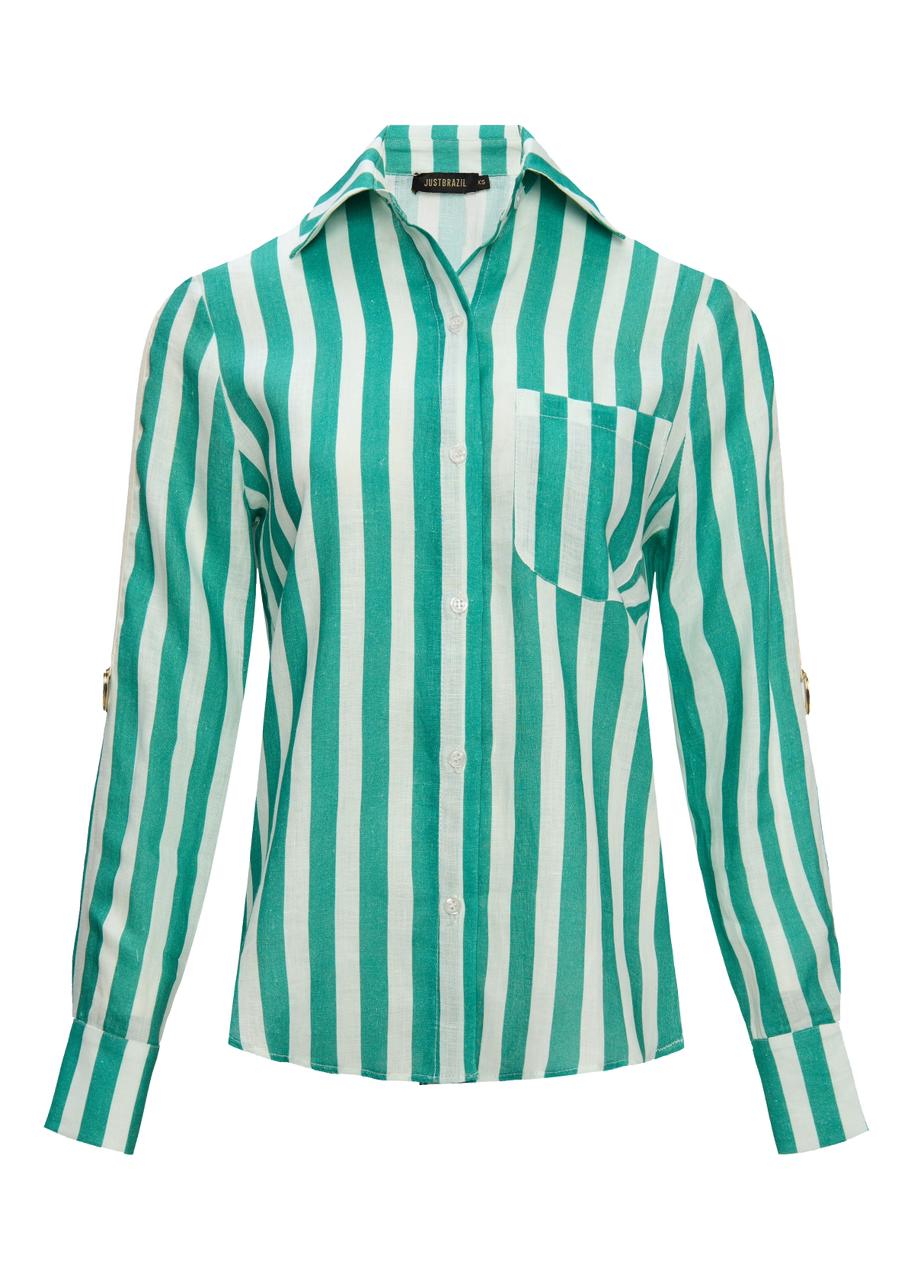 Rivera Linen Green Stripes Shirt
