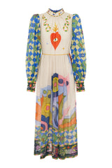 Lou Balloon Sleeve Midi Dress