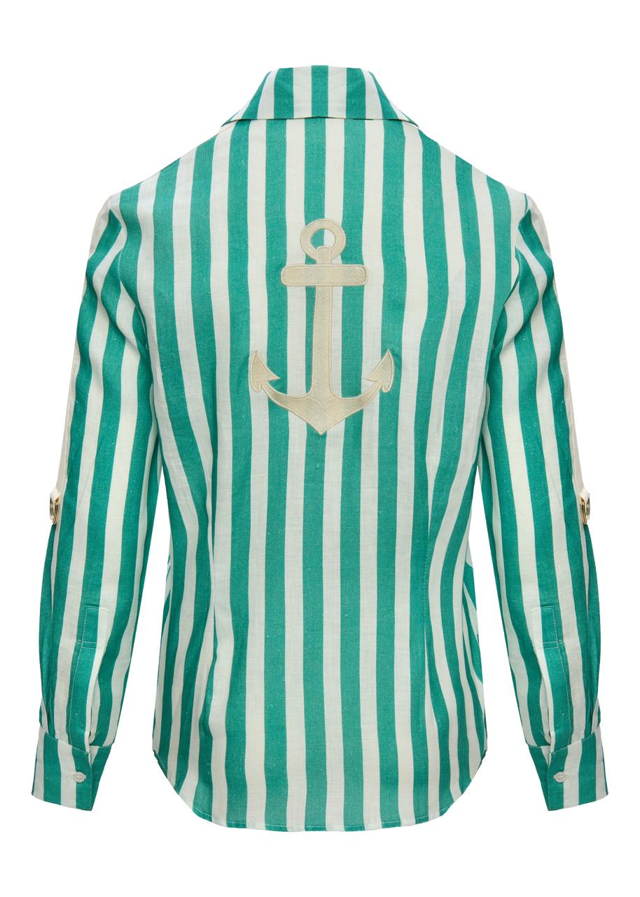 Rivera Linen Green Stripes Shirt