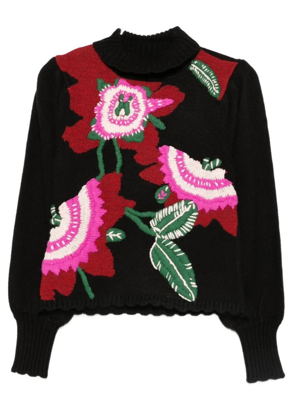 Bold Colorful Flower Knit Blouse
