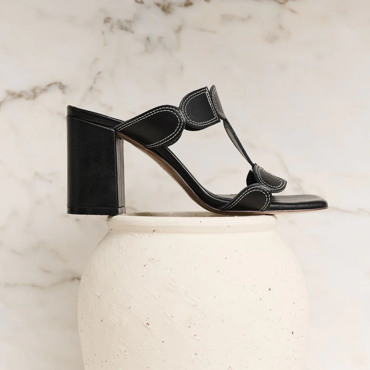 Herminia Black Heel Sandals