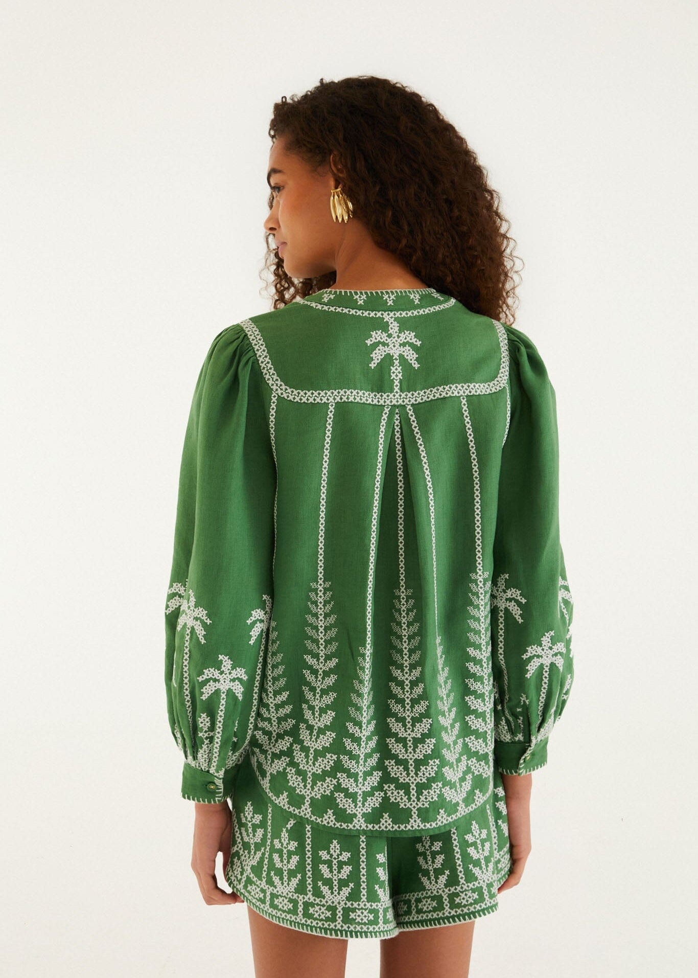 Bicolor Cross Stitch Embroidery Blouse