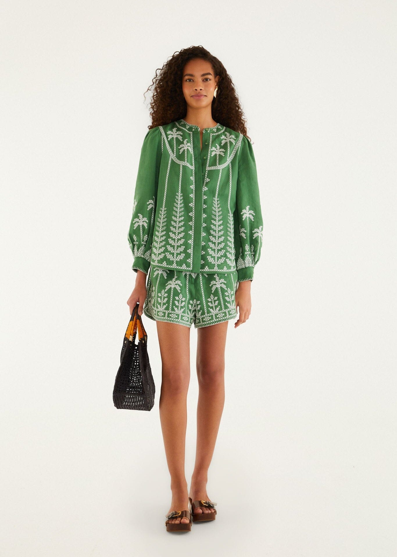 Bicolor Cross Stitch Embroidery Blouse