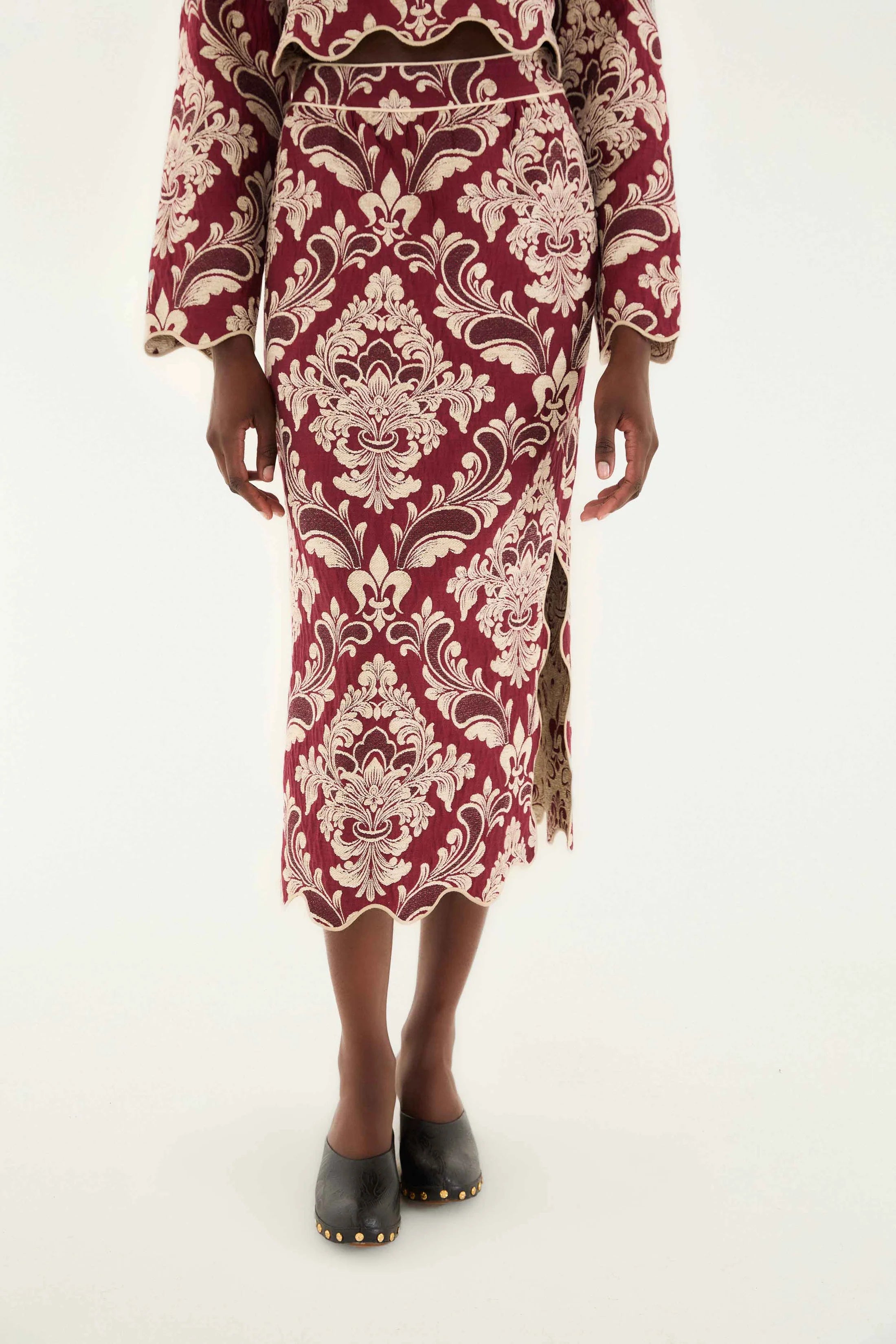 Bicolor Jacquard Waves Skirt