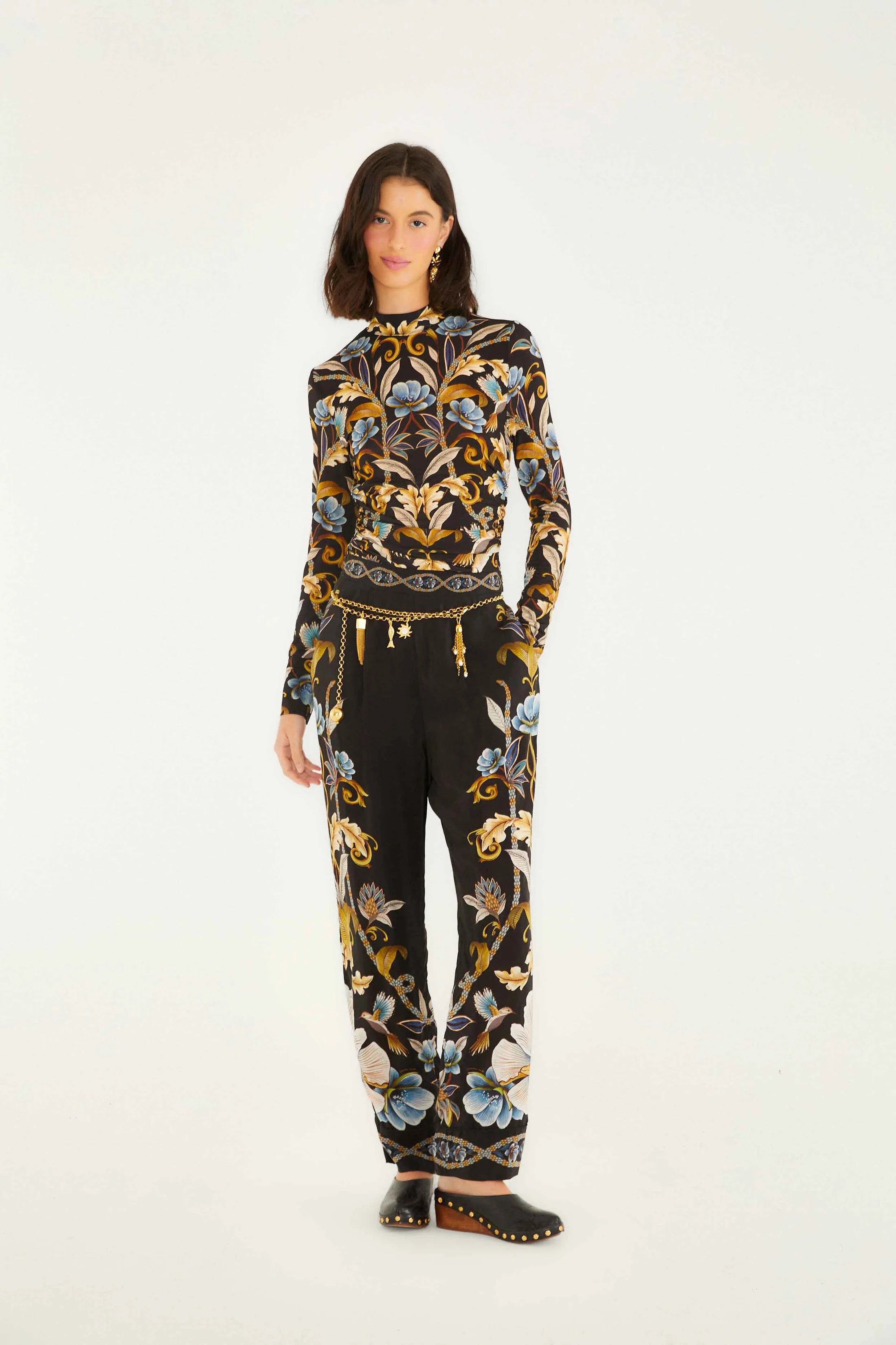Snake Garden Black Jersey Blouse
